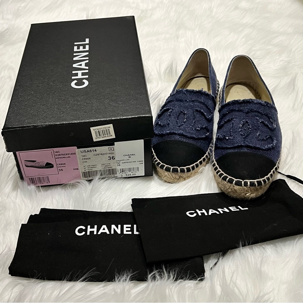 Chanel Blue Denim/Black Espadrilles